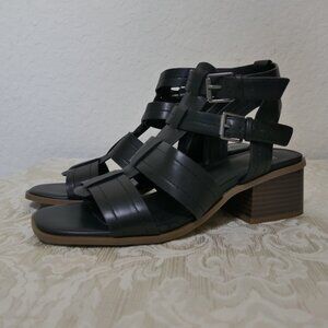 Frye and Co. Women’s Black Gladiator Ohana Strap Heeled Open Toe Sandals Size 8